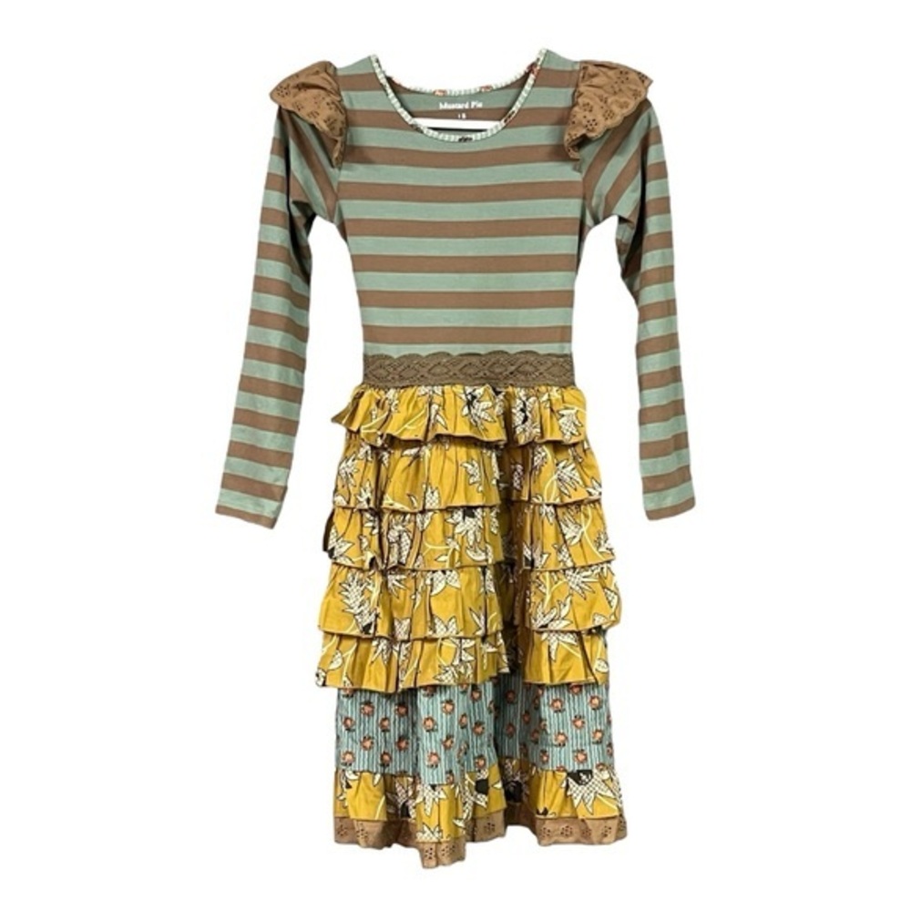 MUSTARD PIE Boutique Girl’s Multi Tiered Long Sleeve Dress Size 12